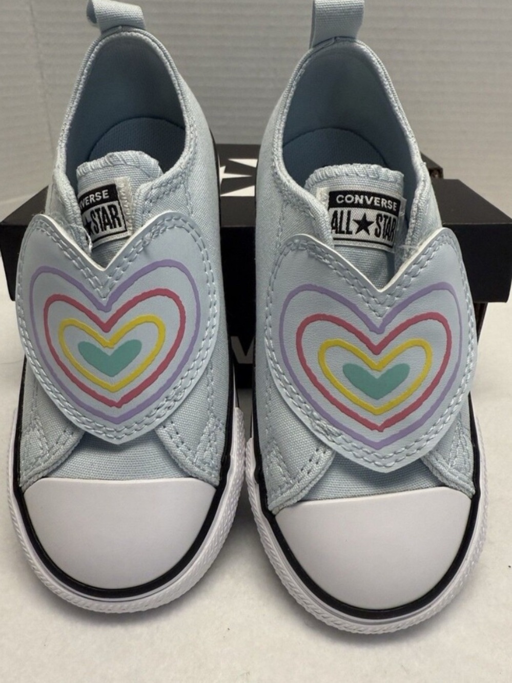 Converse Chuck Taylor All-star "HEART STRAP" Blue Girls'  Easy On Toddler 8 New